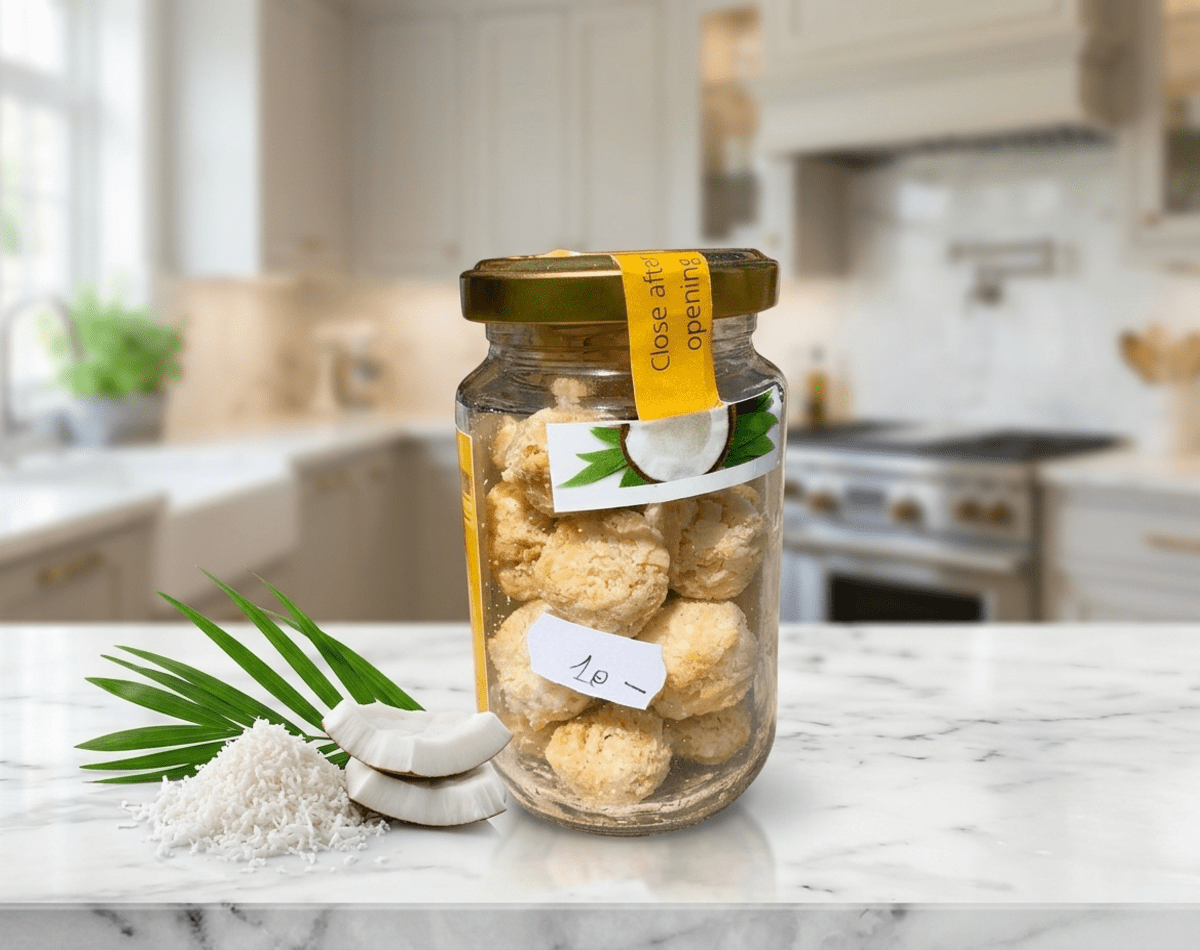 Grated coconut crispy round snack