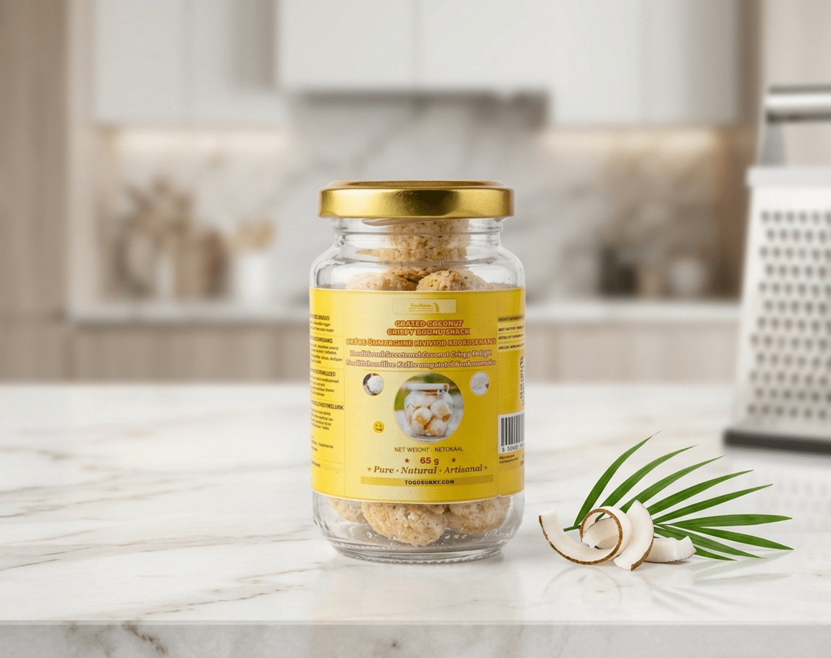 Grated coconut crispy round snack